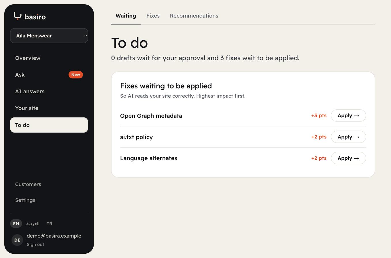 To do: fixes waiting to be applied